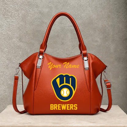 LIMITED EDITION - NEW CUSTOMIZED MLB15 MBS MILWAUKEE BREWERS SHOULDER HANDBAG