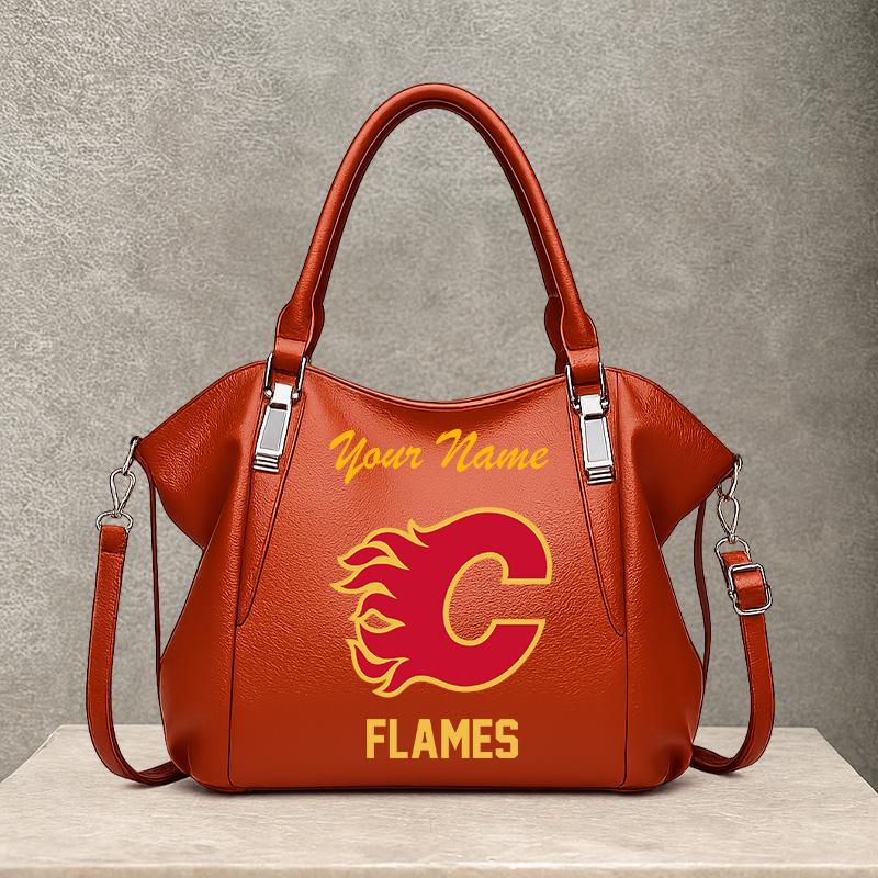 LIMITED EDITION - NEW CUSTOMIZED NHL17 CGF CALGARY FLAMES SHOULDER HANDBAG