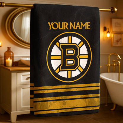 LIMITED EDITION - NEW CUSTOMIZED NHL18 BTB BOSTON BRUINS BEACH & BATH TOWEL