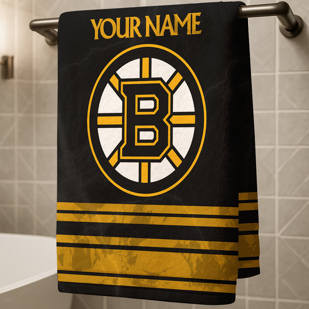 LIMITED EDITION - NEW CUSTOMIZED NHL18 BTB BOSTON BRUINS BEACH & BATH TOWEL