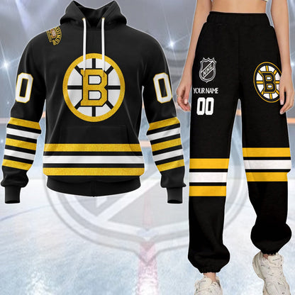 LIMITED EDITION - NEW CUSTOMIZED NHL18 BTB BOSTON BRUINS COMBO HOODIE & LONGPANTS
