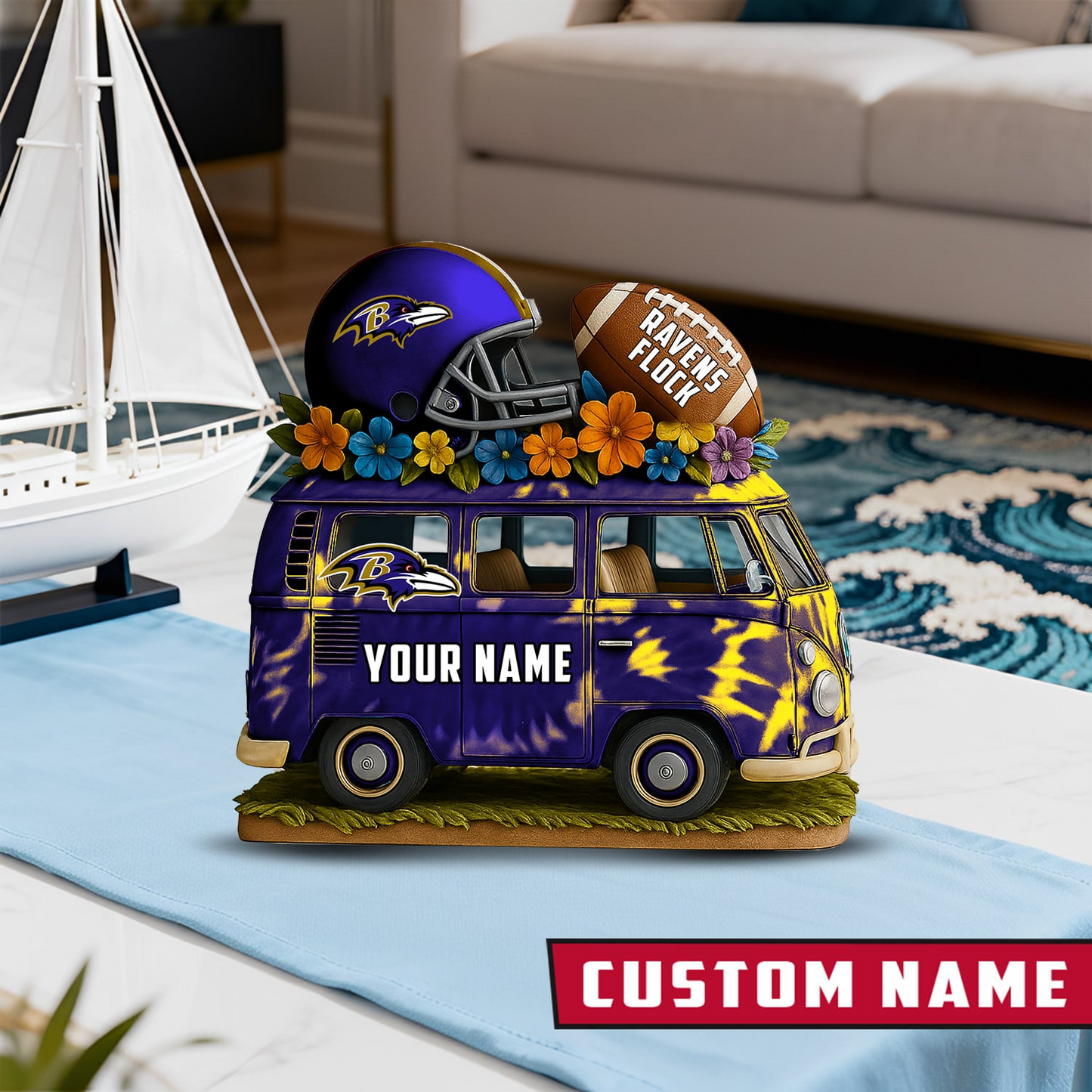 LIMITED EDITION - NEW CUSTOMIZED NFL28 BTR BALTIMORE RAVENS BUS ACRYLIC BLOCK