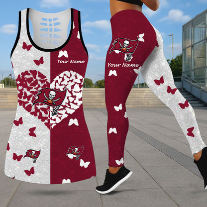 LIMITED EDITION - NEW CUSTOMIZED NFL10 TBB TAMPA BAY BUCCANEERS LEGGINGS & HOLLOW TANK TOP SET