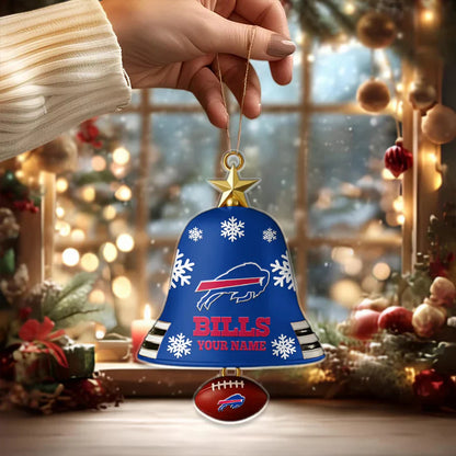 LIMITED EDITION - NEW CUSTOMIZED NFL03 BFB BUFFALO BILLS ACRYLIC CHRISTMAS BELL ORNAMENT
