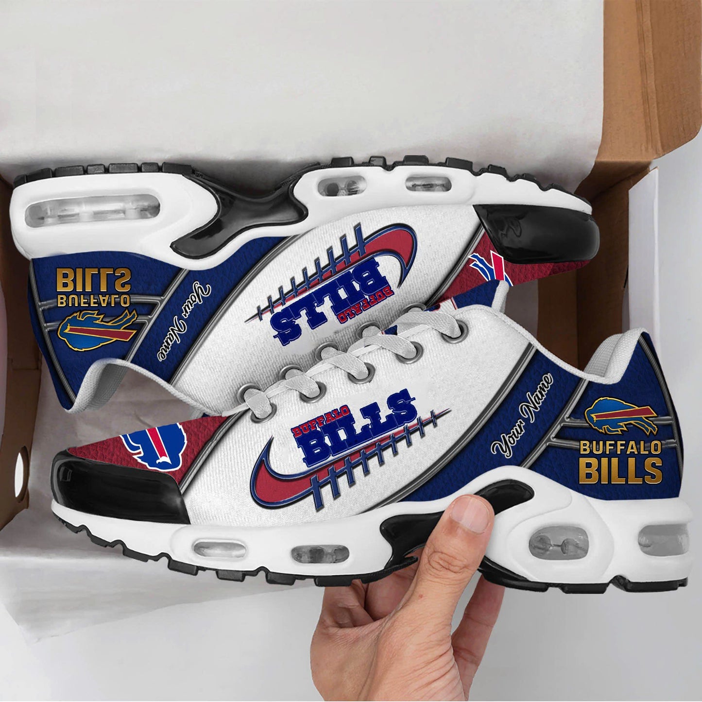 LIMITED EDITION - NEW CUSTOMIZED NFL03 BFB BUFFALO BILLS UNISEX AIR MAX PLUS SNEAKERS