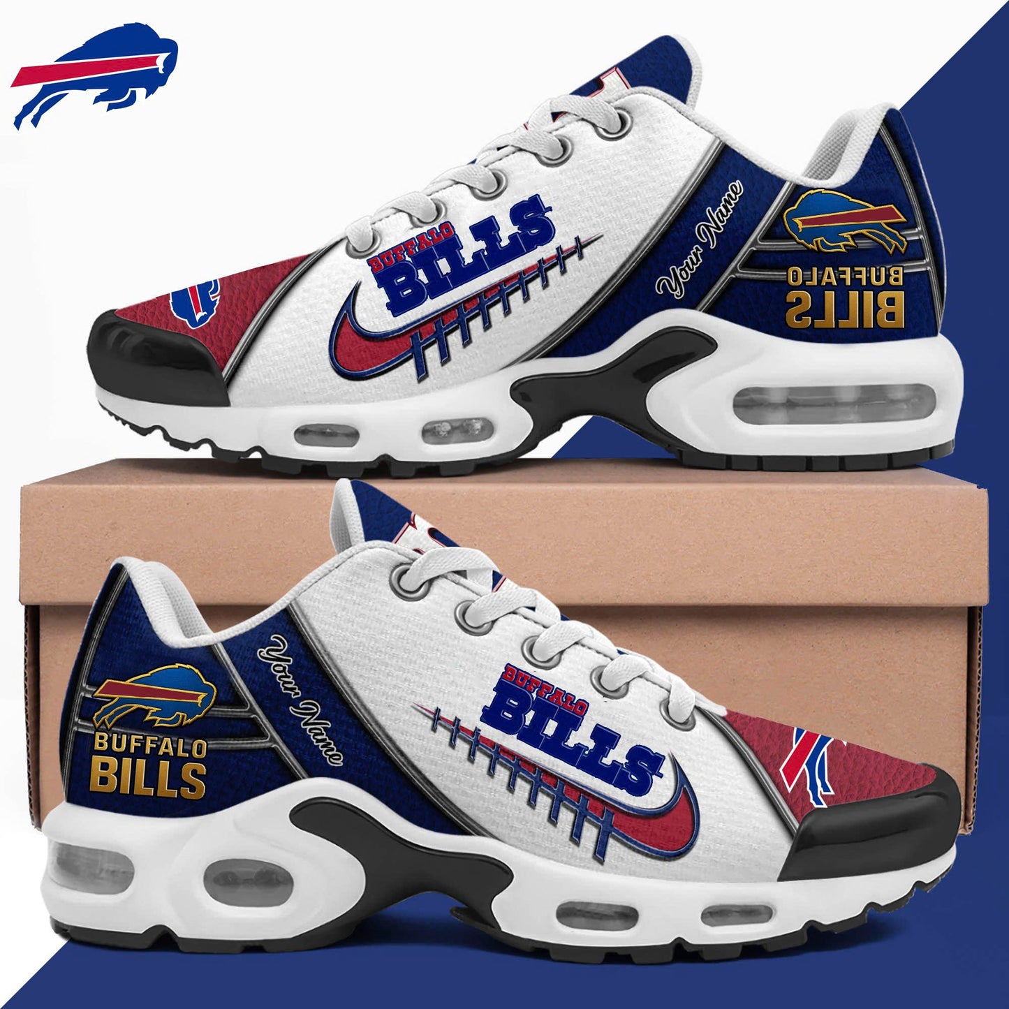 LIMITED EDITION - NEW CUSTOMIZED NFL03 BFB BUFFALO BILLS UNISEX AIR MAX PLUS SNEAKERS