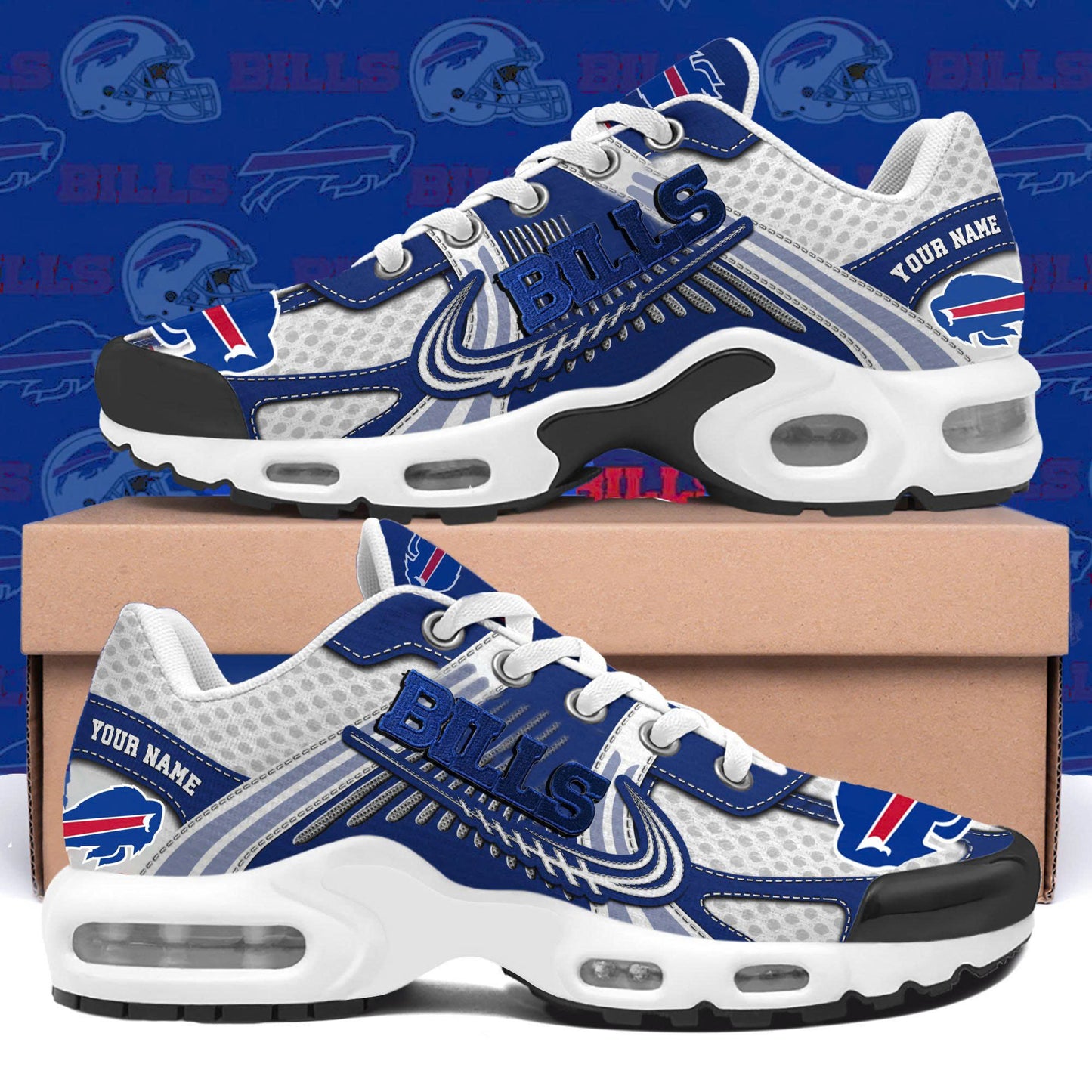 LIMITED EDITION - NEW CUSTOMIZED NFL03 BFB BUFFALO BILLS UNISEX AIR MAX PLUS SNEAKERS