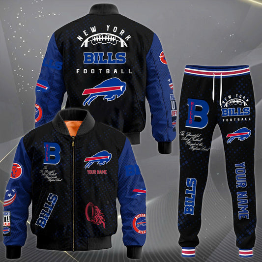 LIMITED EDITION - NEW CUSTOMIZED NFL03 BFB BUFFALO BILLS SATIN VARSITY JACKET & LONG PANTS