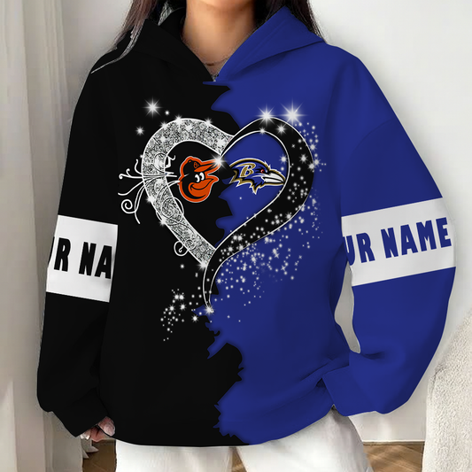 LIMITED EDITION - NEW CUSTOMIZED NFL28 BTR BALTIMORE RAVENS x MLB25 BOS BALTIMORE ORIOLES UNISEX T-SHIRT, POLO, HOODIE & JACKETS