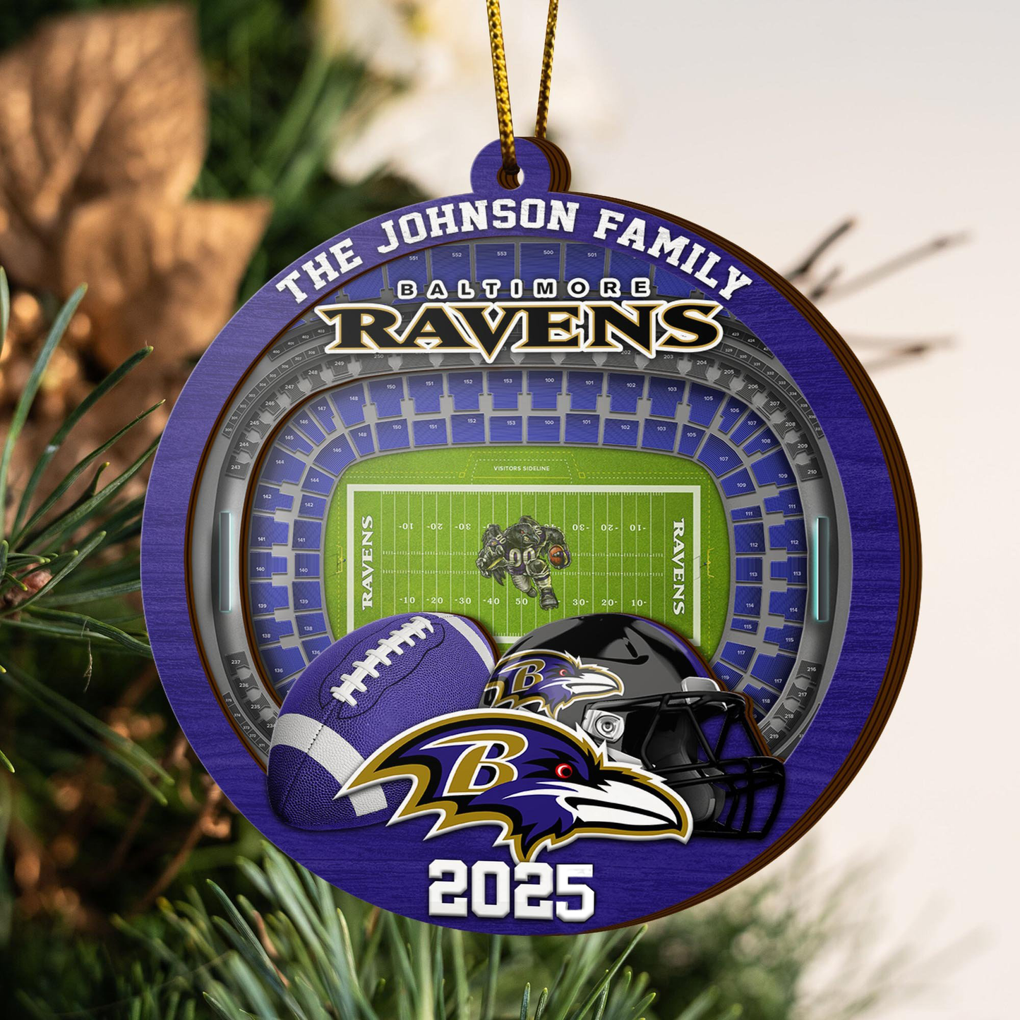 LIMITED EDITION - NEW CUSTOMIZED NFL28 BTR BALTIMORE RAVENS ORNAMENT