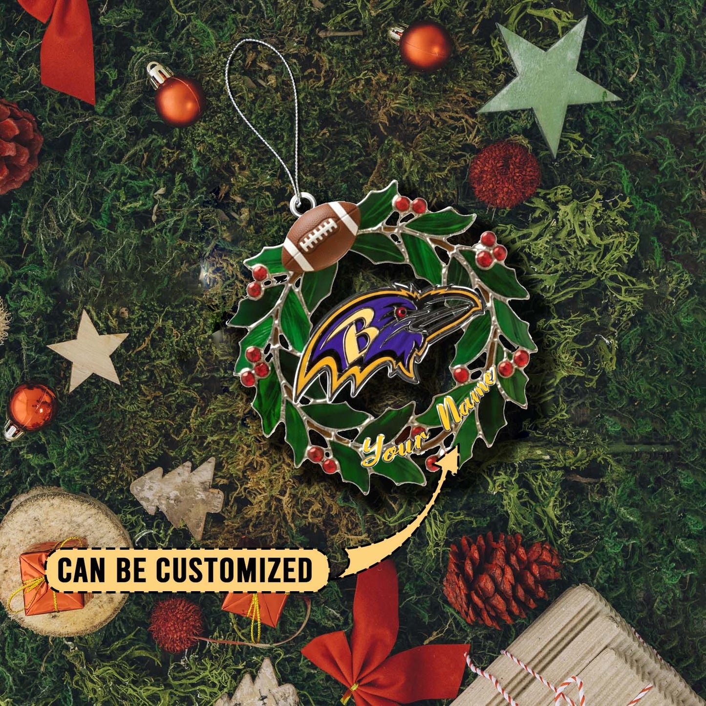 LIMITED EDITION - NEW CUSTOMIZED NFL28 BTR BALTIMORE RAVENS ACRYLIC ORNAMENT