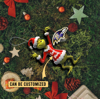 LIMITED EDITION - NEW CUSTOMIZED NFL28 BTR BALTIMORE RAVENS THE GRINCH ACRYLIC ORNAMENT