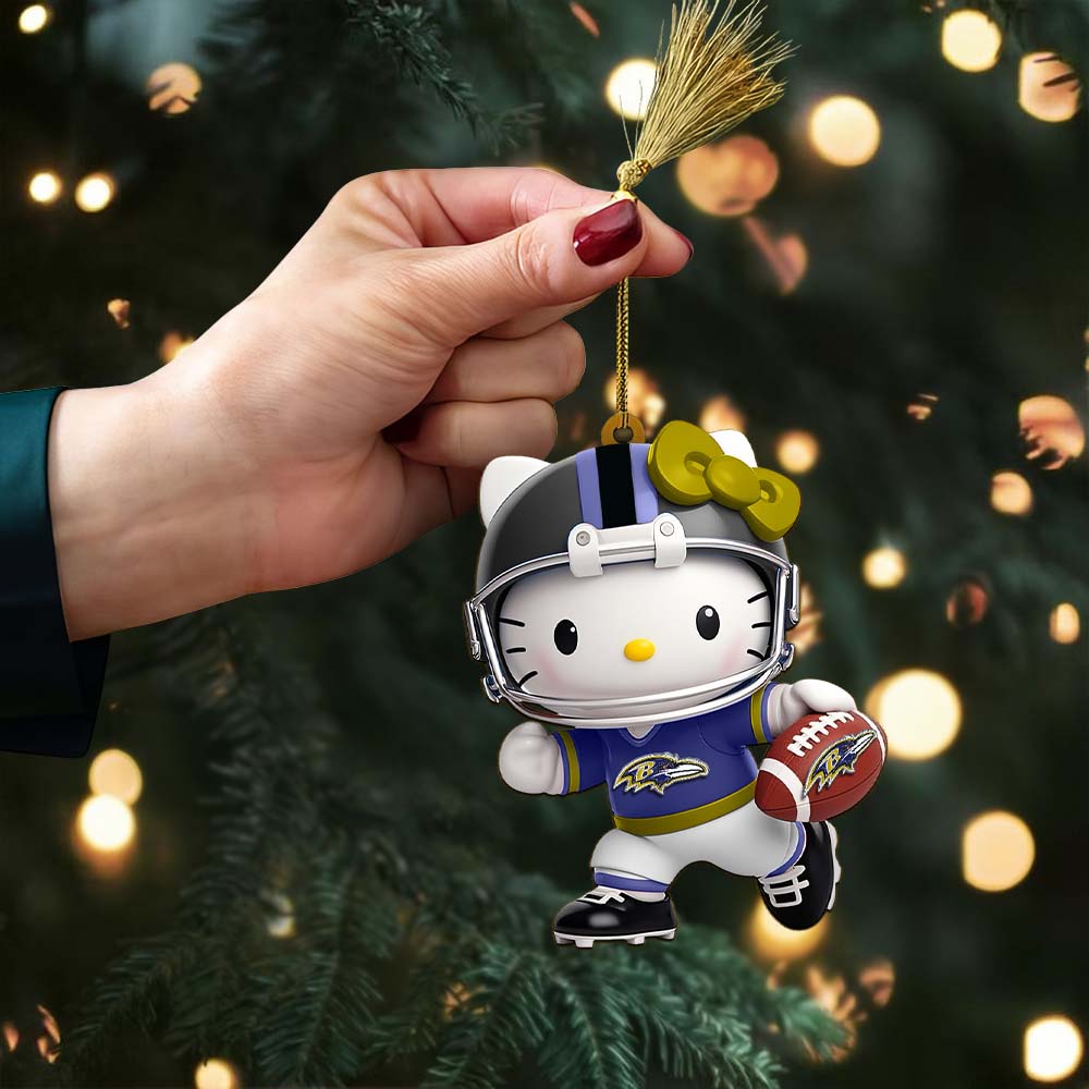 LIMITED EDITION - NEW CUSTOMIZED NFL28 BTR BALTIMORE RAVENS HELLO KITTY ACRYLIC ORNAMENT
