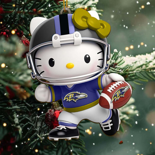 LIMITED EDITION - NEW CUSTOMIZED NFL28 BTR BALTIMORE RAVENS HELLO KITTY ACRYLIC ORNAMENT