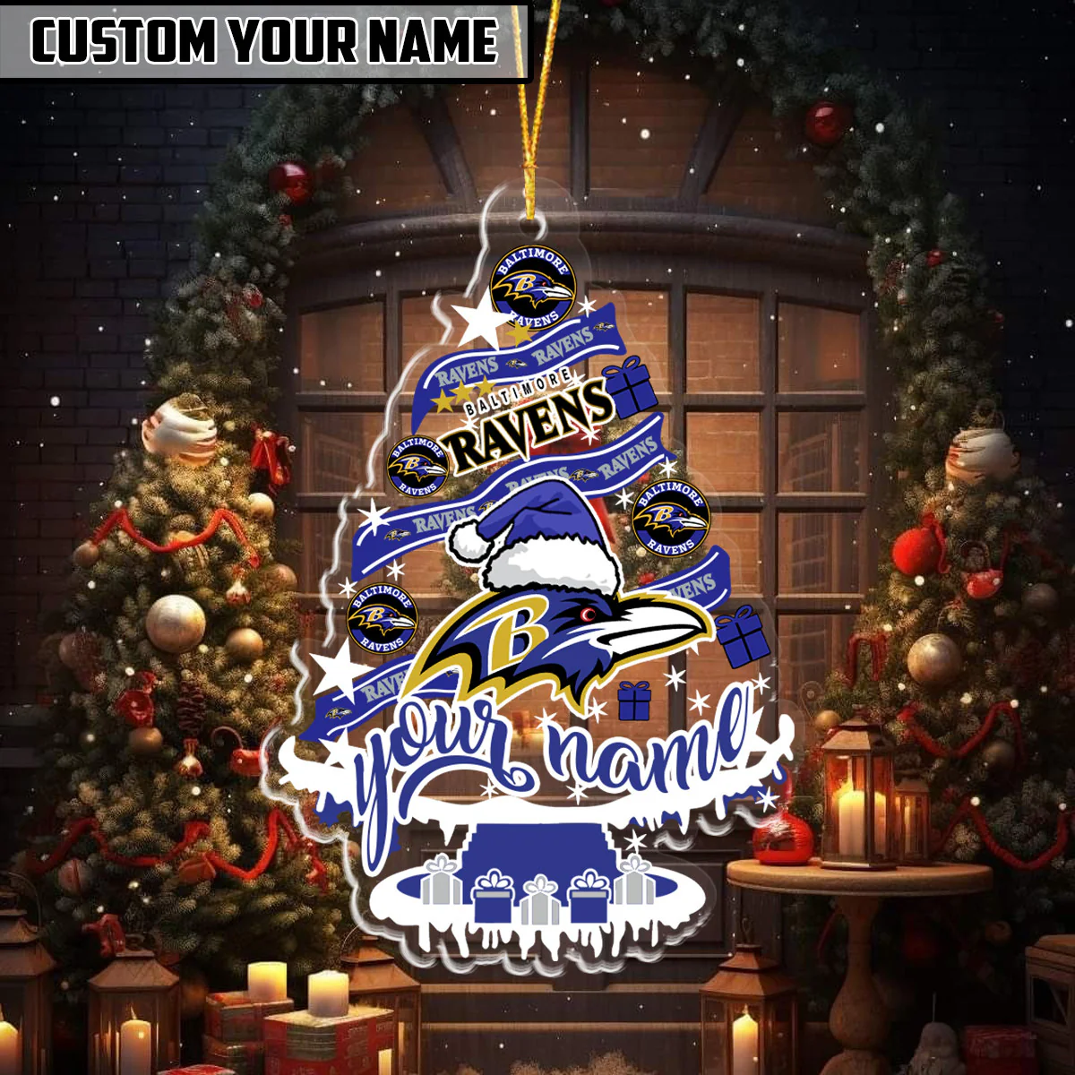 LIMITED EDITION - NEW CUSTOMIZED NFL28 BTR BALTIMORE RAVENS ORNAMENT