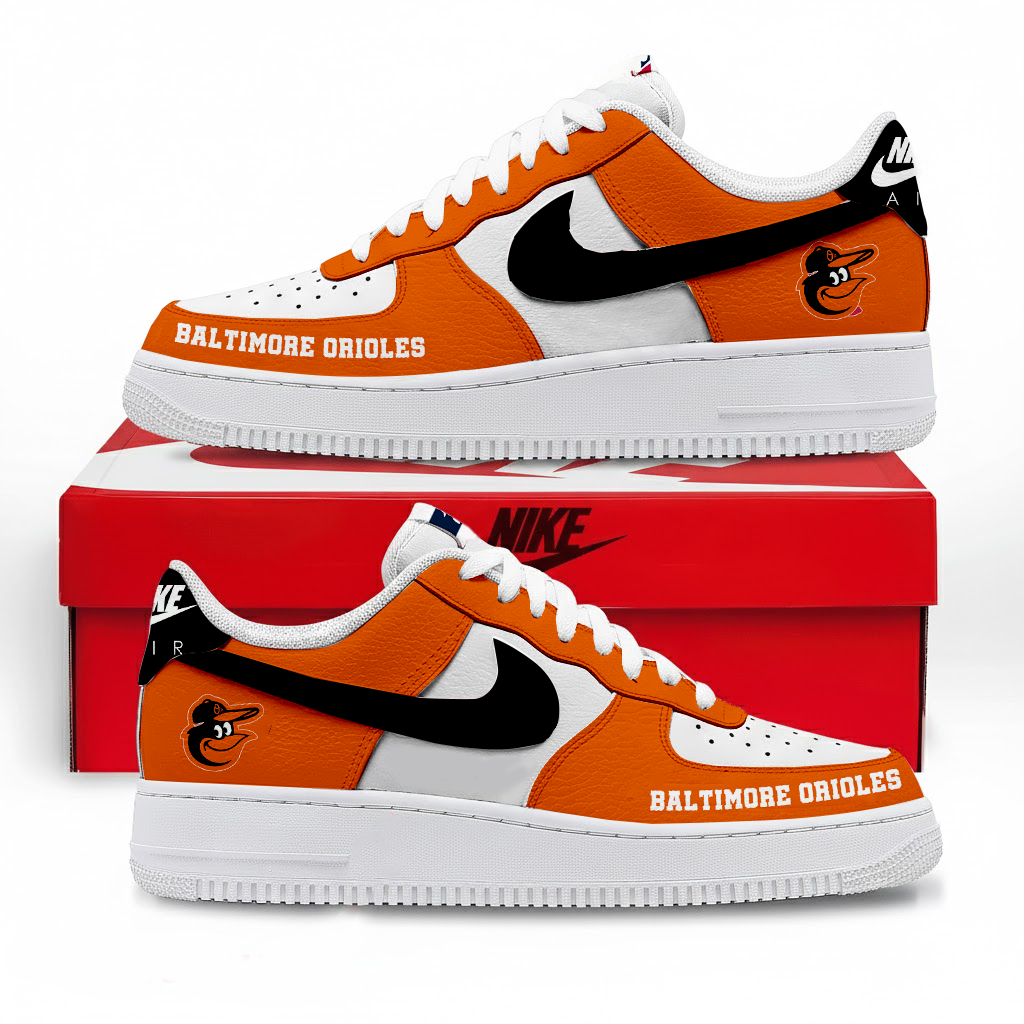 LIMITED EDITION - NEW CUSTOMIZED MLB25 BOS BALTIMORE ORIOLES AF1 SNEAKERS