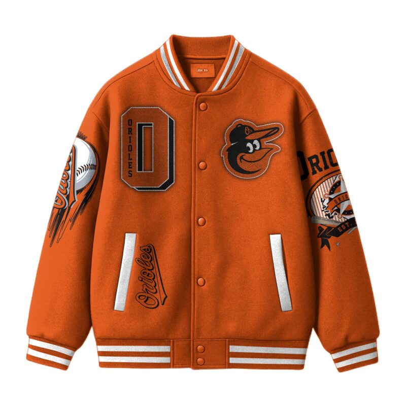 LIMITED EDITION - NEW CUSTOMIZED MLB25 BT ORIOLES SATIN VARSITY & BASEBALL JACKET
