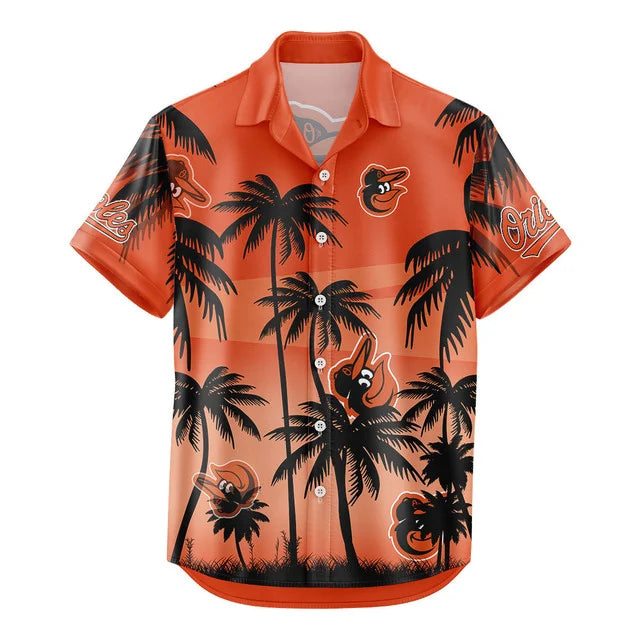 LIMITED EDITION - NEW CUSTOMIZED MLB25 BOS BALTIMORE ORIOLES UNISEX HAWAIIAN SHIRT & SHORTS SET