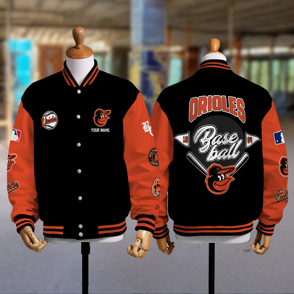 LIMITED EDITION - NEW PREMIUM MLB25 BOS BALTIMORE ORIOLES SATIN VARSITY JACKET