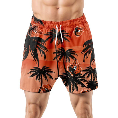 LIMITED EDITION - NEW CUSTOMIZED MLB25 BOS BALTIMORE ORIOLES UNISEX HAWAIIAN SHIRT & SHORTS SET