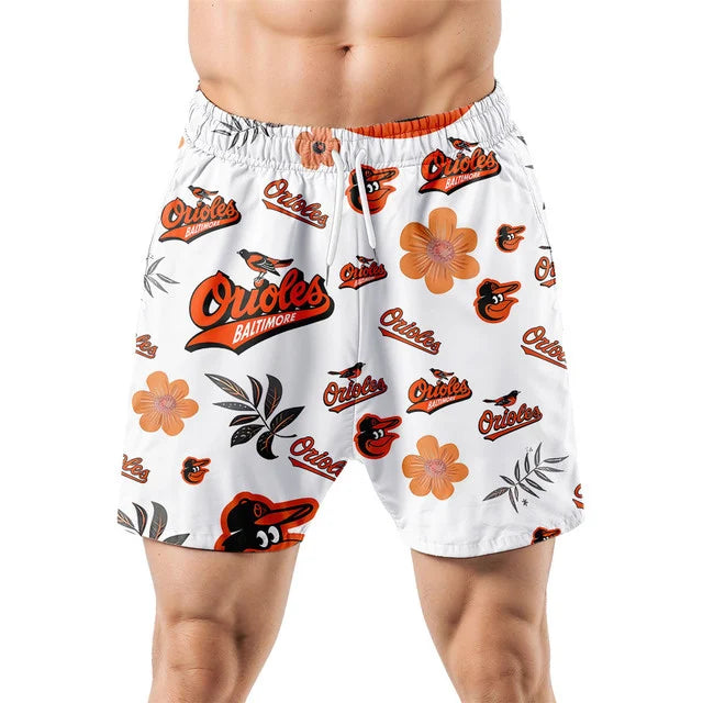 LIMITED EDITION - NEW CUSTOMIZED MLB25 BOS BALTIMORE ORIOLES UNISEX HAWAIIAN SHIRT & SHORTS SET