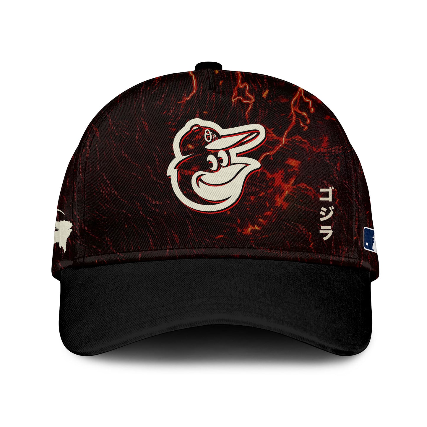 LIMITED EDITION - NEW CUSTOMIZED MLB25 BOS BALTIMORE ORIOLES x GODZILLA BASEBALL JERSEY & CAP