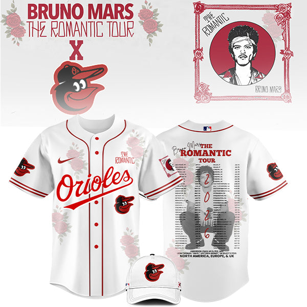 LIMITED EDITION - NEW CUSTOMIZED MLB25 BT ORIOLES x BRUNO MARS BASEBALL JERSEY & CAP
