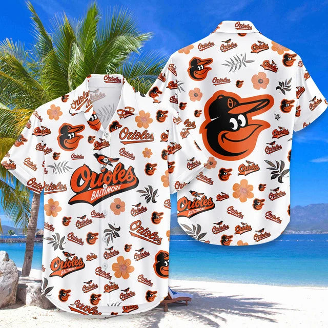 LIMITED EDITION - NEW CUSTOMIZED MLB25 BOS BALTIMORE ORIOLES UNISEX HAWAIIAN SHIRT & SHORTS SET