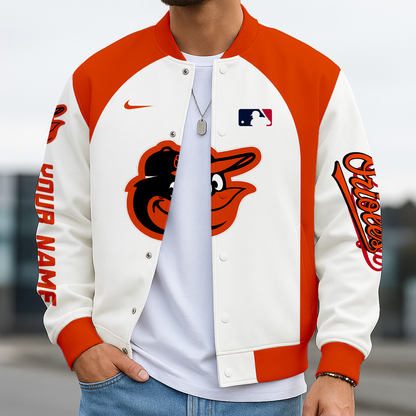 LIMITED EDITION - NEW CUSTOMIZED MLB25 BOS BALTIMORE ORIOLES BASEBALL JACKET, SATIN VARSITY JACKET