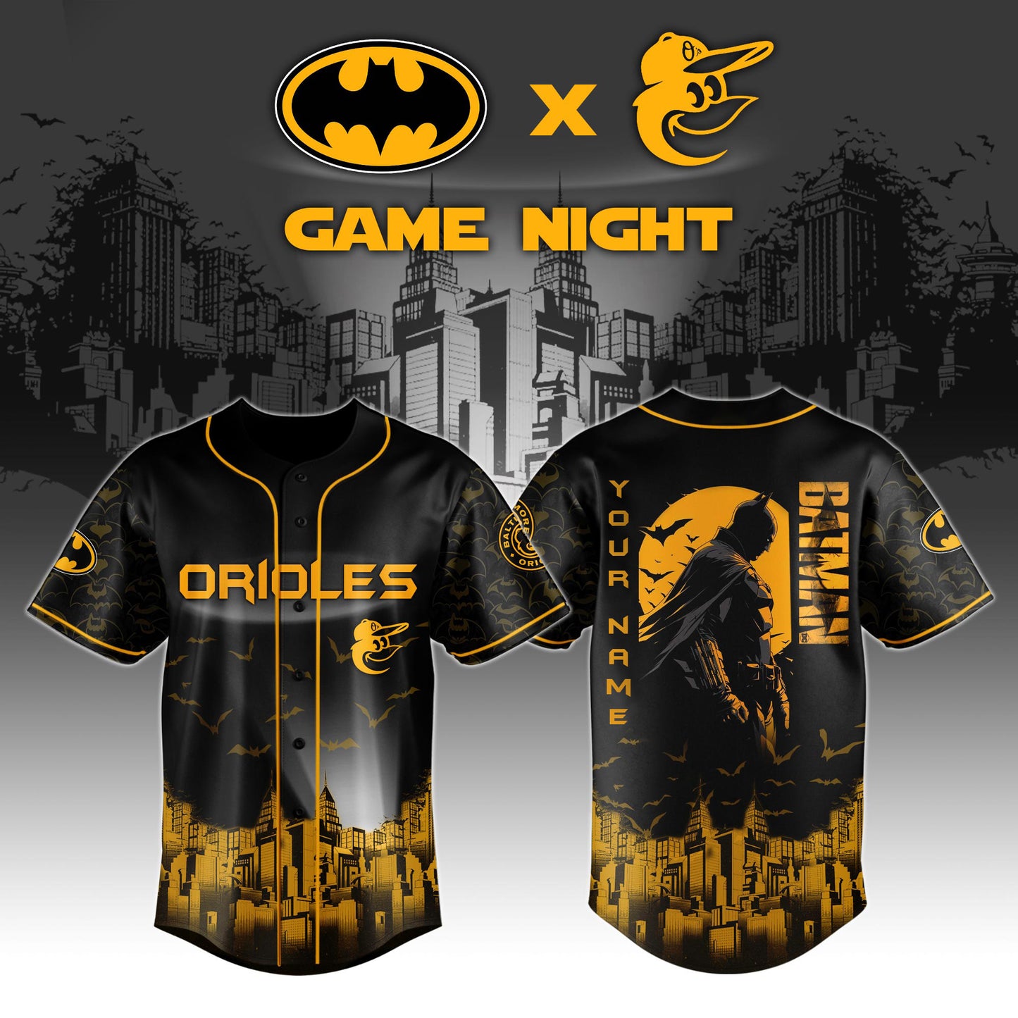 LIMITED EDITION - NEW CUSTOMIZED MLB25 BT ORIOLES x BATMAN BASEBALL JERSEY