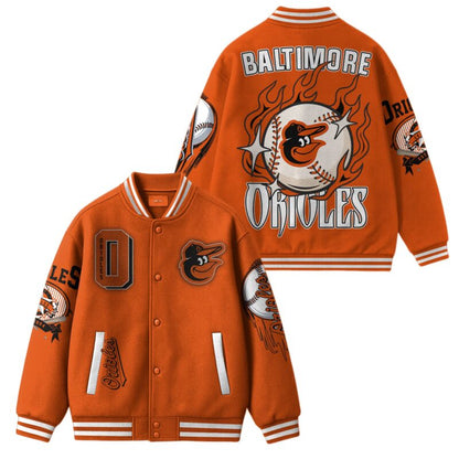 LIMITED EDITION - NEW CUSTOMIZED MLB25 BT ORIOLES SATIN VARSITY & BASEBALL JACKET