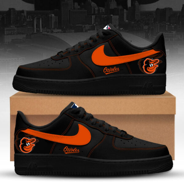 LIMITED EDITION - NEW CUSTOMIZED MLB25 BT ORIOLES AF1 SNEAKERS