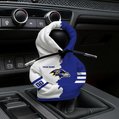 LIMITED EDITION - NEW CUSTOMIZED NFL28 BTR BALTIMORE RAVENS CAR HOODIE SHIFT KNOB