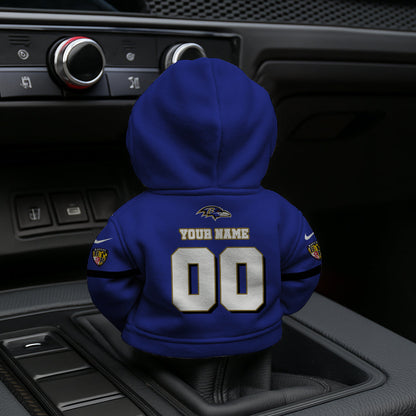 LIMITED EDITION - NEW CUSTOMIZED NFL28 BTR BALTIMORE RAVENS AUTOMOTIVE HOODIE SHIFT KNOB COVER