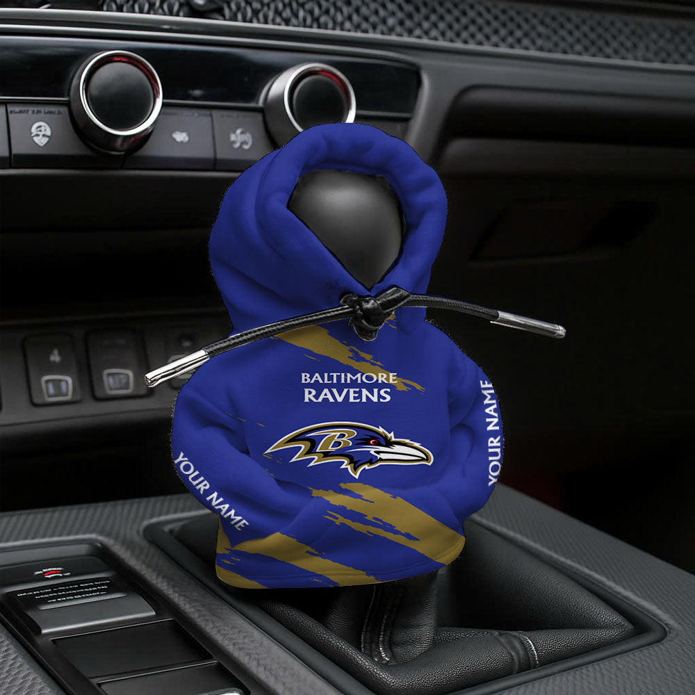 LIMITED EDITION - NEW CUSTOMIZED NFL28 BTR BALTIMORE RAVENS CAR HOODIE SHIFT KNOB COVER