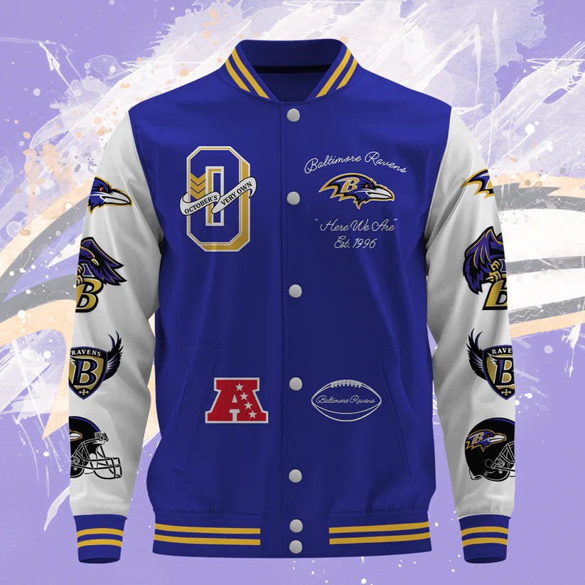 LIMITED EDITION - NEW CUSTOMIZED NFL28 BTR BALTIMORE RAVENS BASEBALL JACKET