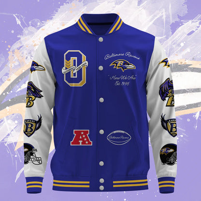 LIMITED EDITION - NEW CUSTOMIZED NFL28 BTR BALTIMORE RAVENS BASEBALL JACKET