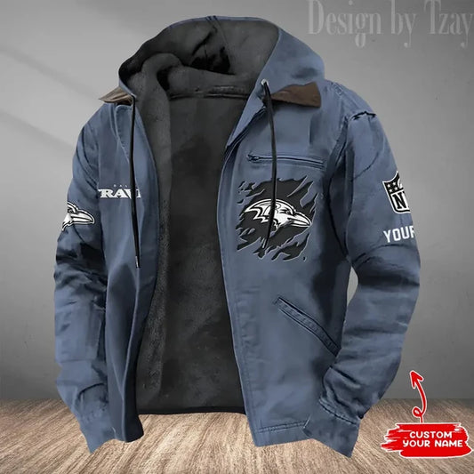 LIMITED EDITION - NEW CUSTOMIZED NFL28 BTR BALTIMORE RAVENS HOODED CARDIGAN JACKET