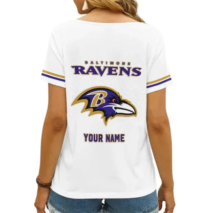 LIMITED EDITION - NEW CUSTOMIZED NFL28 BTR BALTIMORE RAVENS V-NECK FEMALE SHIRT