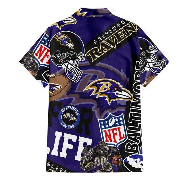 LIMITED EDITION - NEW CUSTOMIZED NFL28 BTR BALTIMORE RAVENS UNISEX HAWAIIAN SHIRT & SHORTS SET