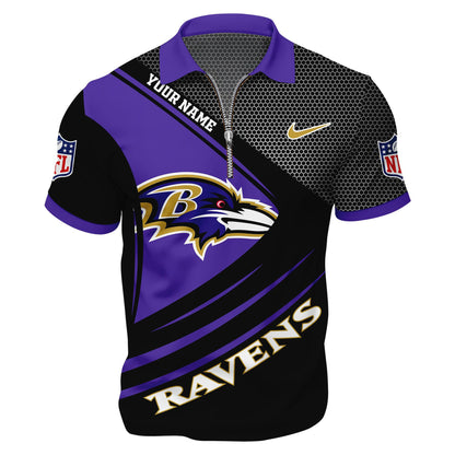 LIMITED EDITION - NEW CUSTOMIZED NFL28 BTR BALTIMORE RAVENS HARLEY-DAVIDSON POLO WITH ZIPPER SHIRT