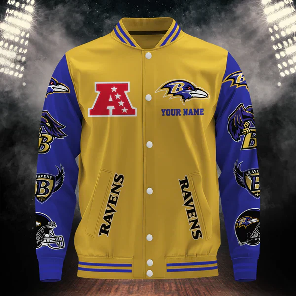 LIMITED EDITION - NEW CUSTOMIZED NFL28 BTR BALTIMORE RAVENS BASEBALL JACKET