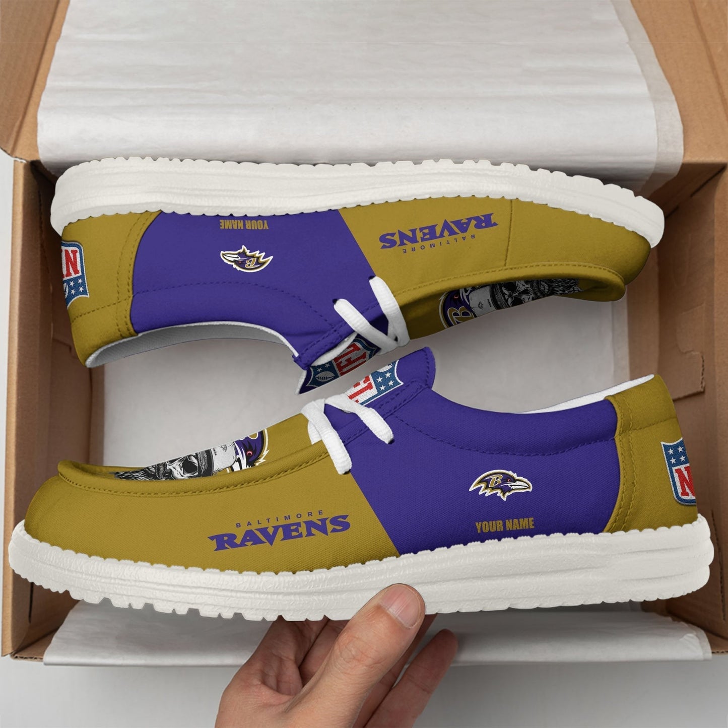 LIMITED EDITION - NEW CUSTOMIZED NFL28 BTR BALTIMORE RAVENS LOAFER SHOES