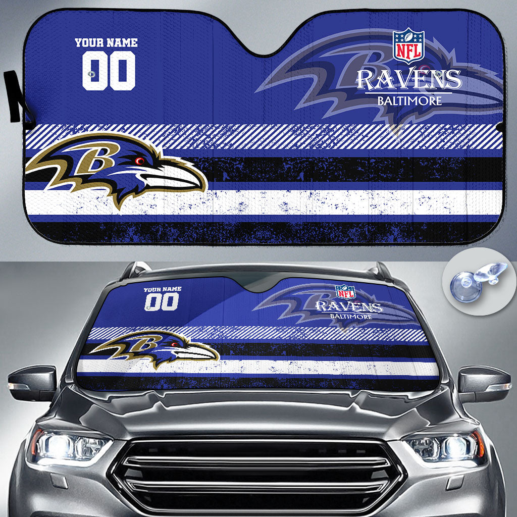 LIMITED EDITION - NEW CUSTOMIZED NFL28 BTR BALTIMORE RAVENS AUTO WINDSHIELD SHADE