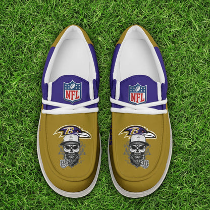 LIMITED EDITION - NEW CUSTOMIZED NFL28 BTR BALTIMORE RAVENS LOAFER SHOES