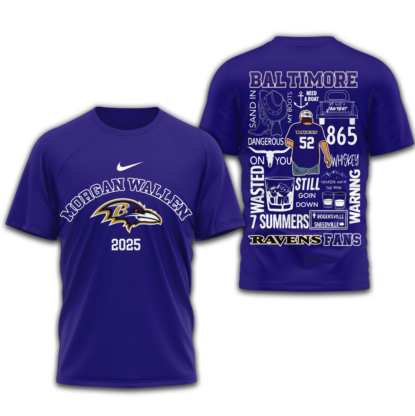 LIMITED EDITION - NEW CUSTOMIZED NFL28 BTR BALTIMORE RAVENS T-SHIRT | MULTIPLE COLORS AVAILABLE