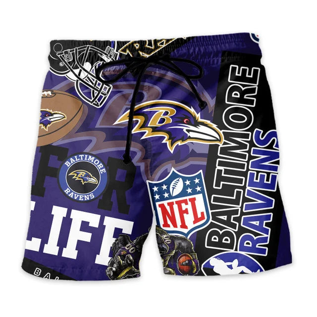 LIMITED EDITION - NEW CUSTOMIZED NFL28 BTR BALTIMORE RAVENS UNISEX HAWAIIAN SHIRT & SHORTS SET
