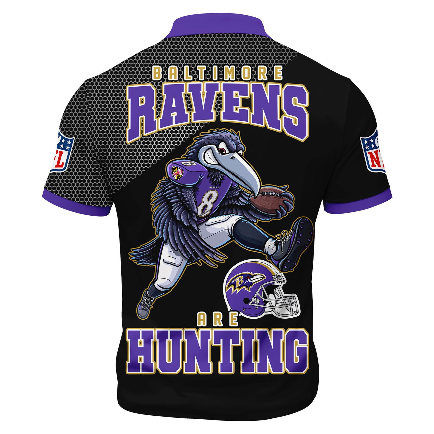 LIMITED EDITION - NEW CUSTOMIZED NFL28 BTR BALTIMORE RAVENS HARLEY-DAVIDSON POLO WITH ZIPPER SHIRT