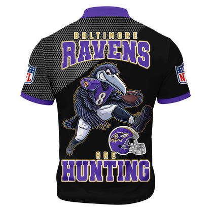 LIMITED EDITION - NEW CUSTOMIZED NFL28 BTR BALTIMORE RAVENS HARLEY-DAVIDSON POLO WITH ZIPPER SHIRT