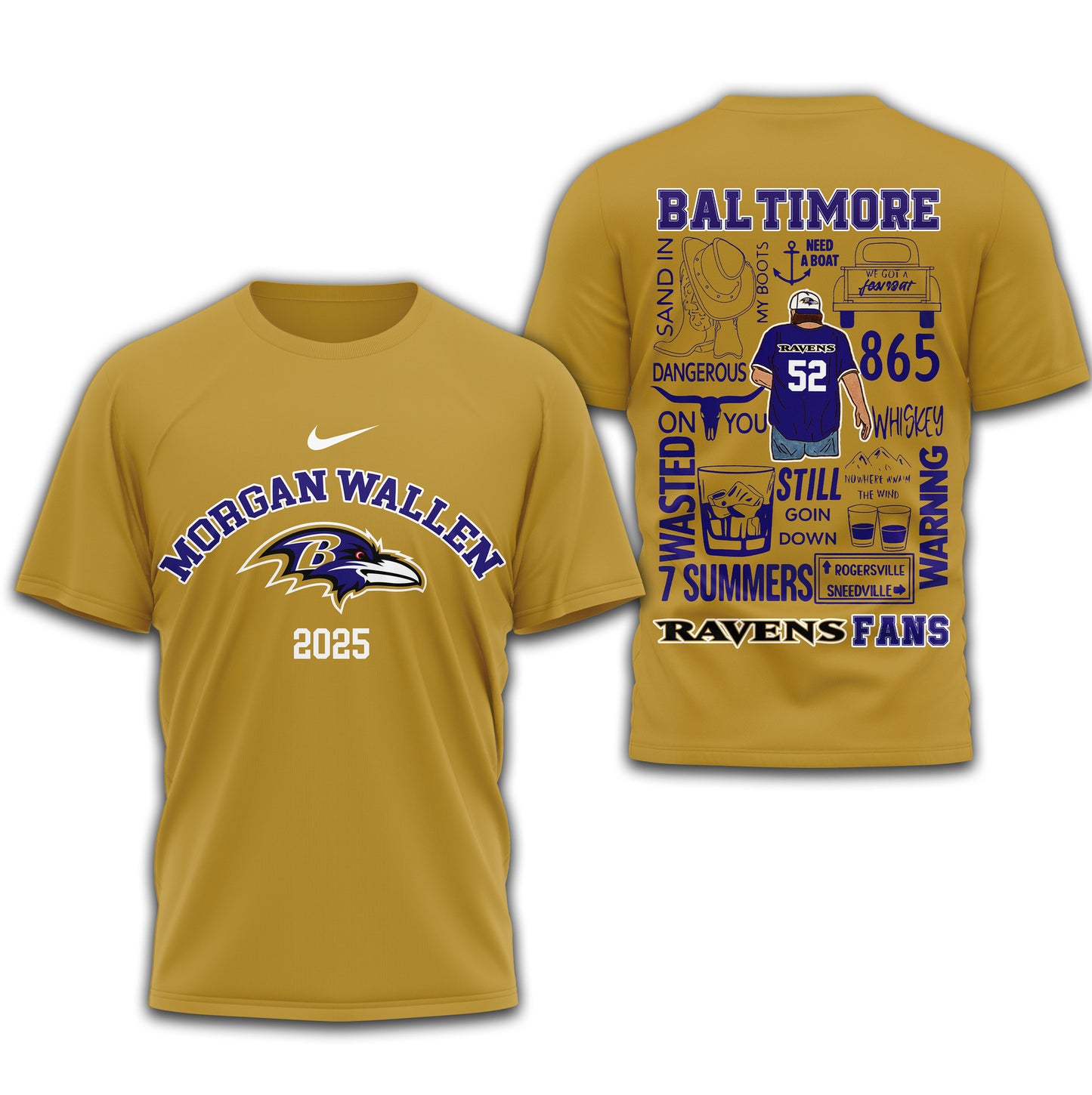 LIMITED EDITION - NEW CUSTOMIZED NFL28 BTR BALTIMORE RAVENS T-SHIRT | MULTIPLE COLORS AVAILABLE